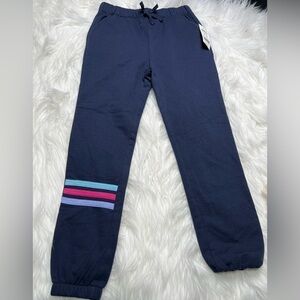 Ideology dark blue sweatpants with stripes. NWT